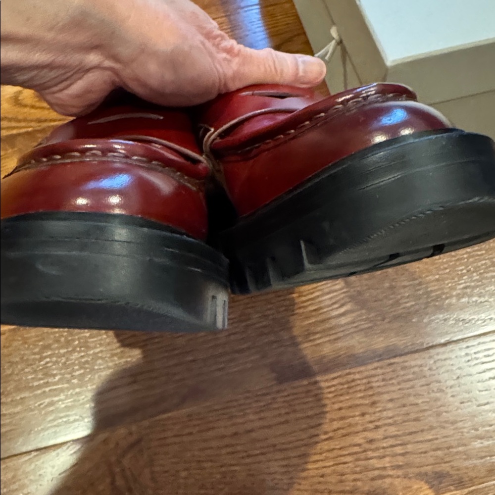 Santoni Woman’s Red Penny Loafers - Picture 16 of 17